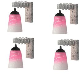 SOMIL Pink Glass Cylinder Printed Wall Lamps-image-63