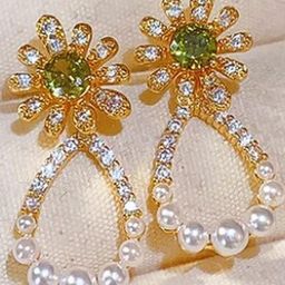 AKISON JEWELS Women Alloy Cubic Zirconia Floral Earrings-picture-22