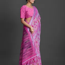 NIRMAL CREATION Abstract Printed Zari Saree With Blouse Piece image 2
