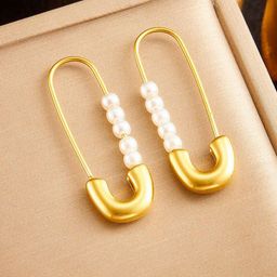 ZIVOM Anti Tarnish 18KT Gold-Plated Stainless Steel Mother of Pearls Beaded Drop Earrings-image-79