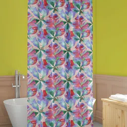 ArtzFolio Blue and Red Floral Printed Waterproof Shower Curtain-96