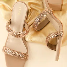 Lavie Embellished Suede Party Block Peep Toes-13