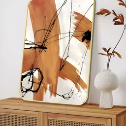 Myntra Elegant Homes Brown & White Abstract Expressionist Wooden Wall Art-image-53