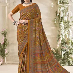 Anouk Rustic Floral Poly Crepe Bagru Saree-30