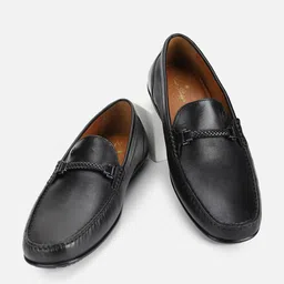 Louis Philippe Men Black Leather Loafers-picture-12