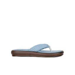 Inc 5 Women Blue & Brown Casual T-Strap Flats image 4