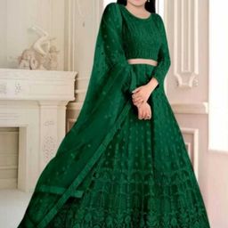 F Plus Fashion Girls Black Net Semi-Stitched Lehenga Choli-image-39