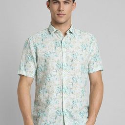 SIMON CARTER LONDON Men Spread Collar Floral Printed Linen Casual Shirt-image-97