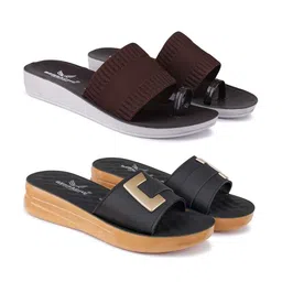 BERSACHE Pack of 2 Women Open Toe Flats-image-26