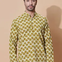 MOSHI Men Geometric Printed Thread Work Kurta-image-90