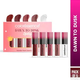 Coloressence Set Of 5 Waterproof Liquid Lipstick- 5 ml Each- Dawn To Dusk-15
