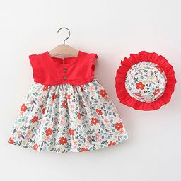 LULU & SKY Round Neck Printed Fit & Flare Cotton Dresses-image-74