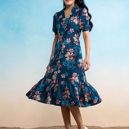 Raiyani Fashion Women Printed Crepe Fit-Flare Dress-picture-13