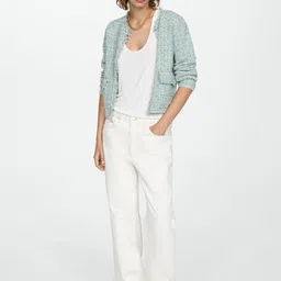 MANGO  Tweed Tailored  Jacket with Frayed Ends image 5