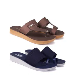 BERSACHE Pack Of 2 Slip-On Open Toe Flats-image-62