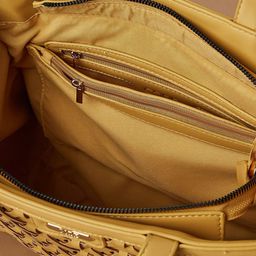 CODE by Lifestyle PU Textured Structured Shoulder Bag With Cut Work image 4