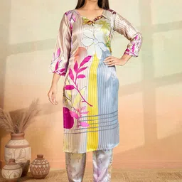 Women Basket Women Floral Printed Regular Straight Calf Length Kurta Set-picture-31