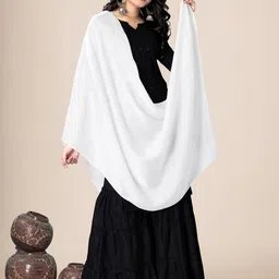 EBADAT Women White Cotton Solid Daily Wear Dupatta-picture-24