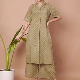 JAPER KURTI Women Floral Printed Regular Pure Cotton Kurta with Palazzos-24