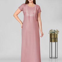 Sand Dune Men Floral Embroidered Maxi T-shirt Nightdress-image-63
