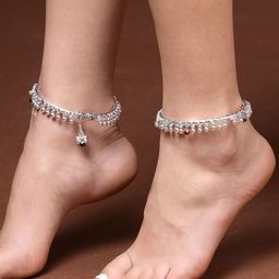 NVR Silver-Plated Artificial Beads Anklet-19