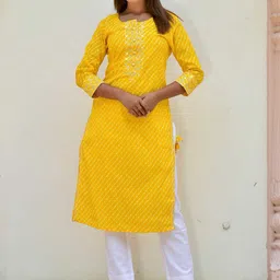 GULABI DORI Women Printed Regular Beads and Stones Pure Cotton Kurta with Trousers-image-9