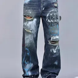 StyleCast x Revolte Men Straight Fit Mid-Rise Highly Distressed Light Fade Printed Jeans-image-70
