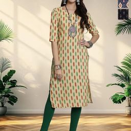 HERE&NOW Selection Of 3 Ethnic Motifs Printed Round Neck Straight Kurta-image-88