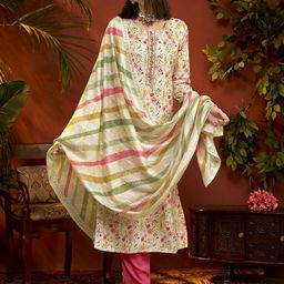 Anouk Women Floral Printed Regular Thread Work Kurta with Trousers & Dupatta-image-93