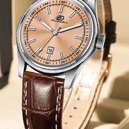 DOUBLERUN Men Dial & Leather Straps Analogue Multi Function Watch H05N6007-11