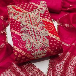 BlissFlair Bandhani Printed Sequinned Unstitched Dress Material-picture-12