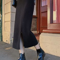 StyleCast Straight Midi Length Front Slit Skirt-image-61