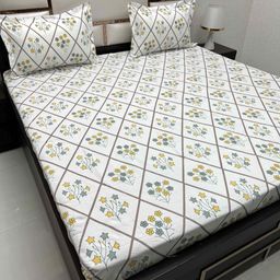 Pure Decor Multicoloured & Multicoloured Floral Queen Bedsheet with 2 Pillow Covers-image-55