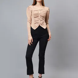 Fashion Gaiia Women Solid Pullover Round Neck Full Sleeve Sweaters-image-6