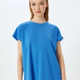 Koton Women Solid Round Neck Oversized T-shirt-image-83