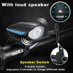 spokefox Cycle Headlight and Horn with Red Taillight USB Rechargeable (Combo) LED Front Rear Light Combo image 3
