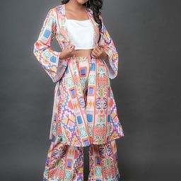 GO BOUJEE Geometric Top & Palazzo & Jacket Co-Ords-picture-11