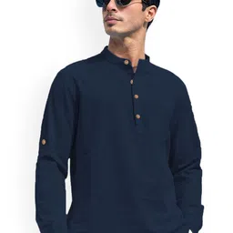 Vida Loca Band Collar Cotton Straight Slim Fit Short Kurta-picture-44