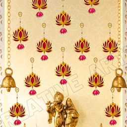 Kreative Arts Set of 12 Pink & Gold-Toned Wall Hanging Toran-5