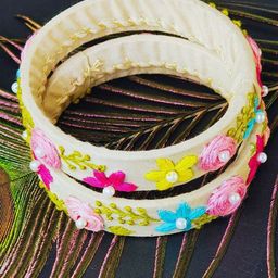 TheYUGO Set Of 2 Artificial Beaded Embroidered Bangles image 5