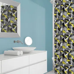 ArtzFolio Black & Yellow Abstract Printed Waterproof Shower Curtain-11