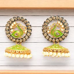ADIVA Peacock Shaped Studs Earrings-image-82