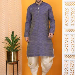 Sydney Heights Men Ethnic Motifs Regular Kurta with Dhoti Pants-picture-7