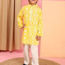 Cutiekins Boys Ethnic Motifs Printed Mandarin Collar Kurta With Pyjama-image-37
