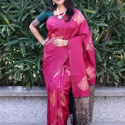 Shriyangan Floral Woven Design Zari Pure Silk Kanjeevaram Saree-picture-44