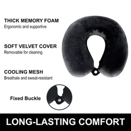 Kuber Industries Grey 4 Pieces U-Shaped Memory Foam Filled Cotton Travel Pillows image 4