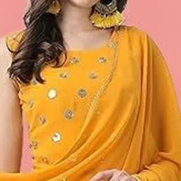PARROT CREATION Geometric Embroidered Sequinned Georgette Kurti with Sharara And Dupatta image 4
