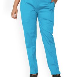 SRISARAS Women Pleated Cotton Mid-Rise Cigarette Trousers-picture-0