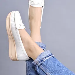 Stylestry Girls White Synthetic Loafers-image-98