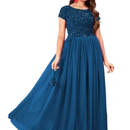 RebikaTrendz Embellished Velvet Fit & Flare Maxi Dress-picture-57